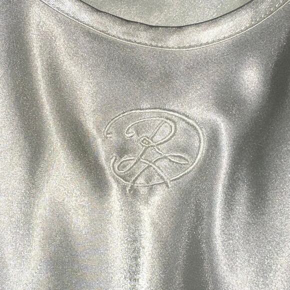 Oscar de la Renta Vintage Pink Label Ivory Satin Logo Sleep Tank Top - Picture 4 of 13